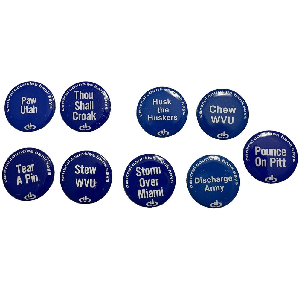 Vtg Penn State Football Game Buttons Lot Central Counties Bank WVU Pitt Army MD
